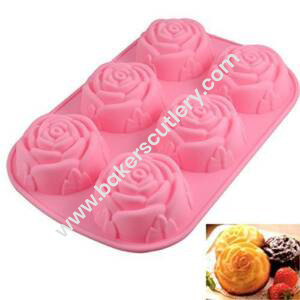 Baker's Cutlery® – 6 Cavity Rose Flowers Shape Silicone Mould