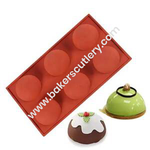 Baker's Cutlery® – 6 Cavity Round Cup Shape Silicone Chocolate Mould For Soaps And Chocolate Jelly Desserts Etc