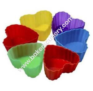 Baker's Cutlery® 6 Cavity Silicon Heart In Heart Muffin Cupcake Silicon Mould