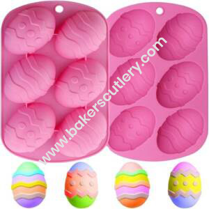 Baker's Cutlery® 6 Cavity Silicon New Easter Eggs Shape Cupcake Moulds Muffin Mould