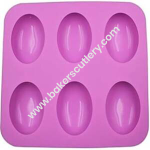 Baker's Cutlery® 6 Cavity Rectangular Oval Shape Silicone Moulds For Soaps Jelly  Desserts