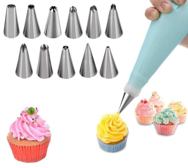 Baker's Cutlery® 12 Pc Icing Piping Nozzles Cake Sugarcraft Decorating Tool Set