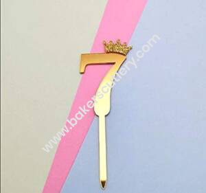 Baker's Cutlery® Number 7 Cake Topper/Happy Birthday Cake Topper/ 7Th Birthday/Gold Cake Topper/Crown/Cutout Cake Topper/Number Cake Topper