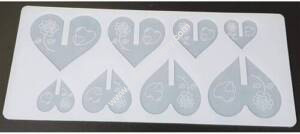 Baker's Cutlery® 8 Cavity Heart With Flowers Shape Silicone Chip Card Chocolate Garnishing Mould