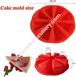 Baker's Cutlery® - 8 Cavity Pizza Shape Silicone Mould For Cake, Chocolate, Jelly And Candy, Colour-Random