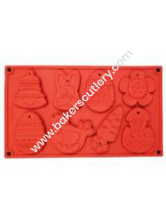 Baker's Cutlery® 8 Cavity Silicon Easter Theme Biscuit Chocolate Cupcake Mould