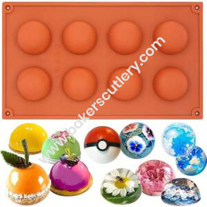 Baker's Cutlery® – 8 Cavity Silicone Semi Sphere Mould For Soap, Chocolate, Etc