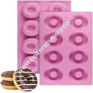Baker's Cutlery® 8 In 1 Silicon Bakeware Donut Round Shape Cupcake Moulds Muffin Mould