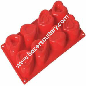 Baker's Cutlery® 8 In 1 Silicon Bakeware Mix Heart Shape Cupcake Moulds Muffin Mould