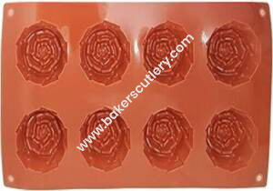 Baker's Cutlery® 8 In 1 Silicon Bakeware Rose Shape Cupcake Moulds Muffin Mould