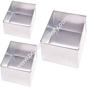 Baker's Cutlery® 3 In 1 Aluminium Square Cake Mould (8 Inches /7 Inches / 6.5 Inches)
