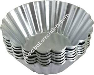 Baker's Cutlery® Aluminium Cupcake Tart Mould, Large Set Of 8 Pieces Diameter 8.5 Cm Height 3.3 Cm