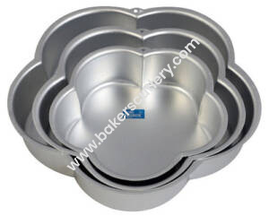 Baker's Cutlery® - 3Pcs Set Aluminium Flower Shape Cake Mould Pan (500 Gm, 750 Gm, 1000 Gm)