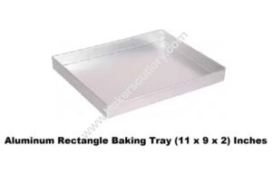 Baker's Cutlery® Aluminium Rectangle Tray /Sweet Tray/Baking Tray - 11 X 9 X 2 Inches