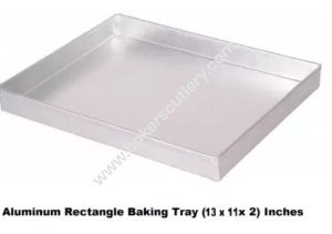 Baker's Cutlery® Aluminium Rectangle Tray /Sweet Tray/Baking Tray - 13 X 11 X 2 Inches