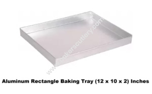 Baker's Cutlery® Aluminium Rectangle Tray /Sweet Tray/Baking Tray - 12 X 10 X2 Inches