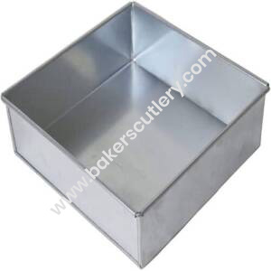Baker's Cutlery® Aluminium Square Cake Mould (Aluminium, 8 X 8 X 2 Inch)