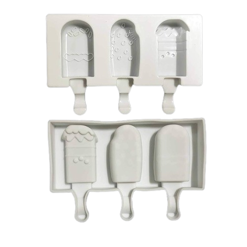 Baker's Cutlery® 3 Cavity White Bubbles And Hearts Classic Silicone Cakesicle Mold Popsicle Easy Ice Cream Bar Mold