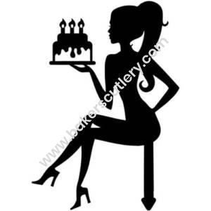Baker's Cutlery® Mirror Black Matt  Acrylic Cake Topper Lady