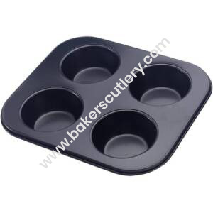 Baker's Cutlery® Nonstick 4 Cavity Pie Pan Round Muffin Mold