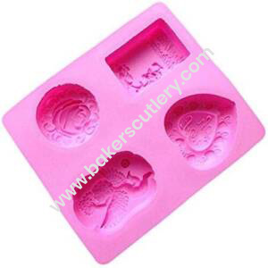 Baker's Cutlery® Rose / Angle / For You / Handmade Soap Designer 4 Cavity Different Shapes Soap Making Heavy Material Silicone Mould