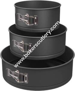 Baker's Cutlery® Heavy Quality Non-Stick Springform Round Shape Cake Mould Set Of 3 (14,16,18 Cm)