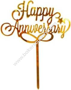 Baker's Cutlery® Happy Anniversary Cake Topper For Anniversary Celebration And Decoration - Pack Of 1