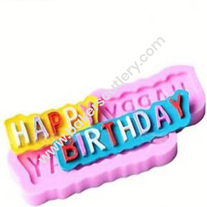 Baker's Cutlery® Happy Birthday Diy Happy Birthday Shape Sugarcraft Silicone Mold Letter Gumpaste Chocolate Mould