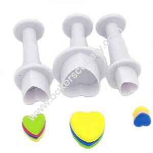 Baker's Cutlery® Heart Shaped Plunger Cutter Molds Fondant Sugarcraft Cake Cupcake Toppers Decorating Tool Pack Of 3
