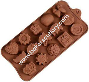 Baker's Cutlery® Love Heart Sun Crown Present Bow Elephant Random Flowers Umbrella Strawberry Premiere Chocolates Energy Bars Candies Gummies Silicone Moulds