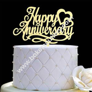 Baker's Cutlery® Mirror Acrylic Happy Anniversary Cake Topper Floral