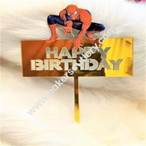 Baker's Cutlery® Mirror Acrylic Happy Birthday Cake Topper Spiderman