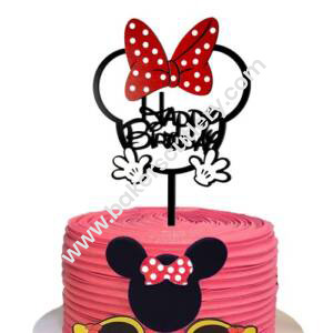 Baker's Cutlery® Mirror Acrylic Happy Birthday Cake Topper Minie Mouse