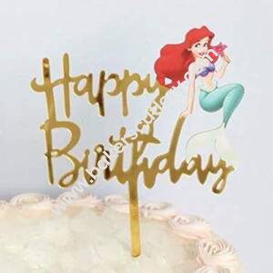Baker's Cutlery® Mirror Acrylic Happy Birthday Cake Topper The Little Mermaid