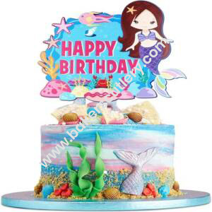 Baker's Cutlery® Mirror Acrylic Happy Birthday Cake Topper Sea Theme