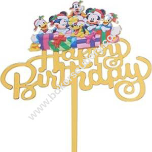 Baker's Cutlery® Mirror Acrylic Happy Birthday Cake Topper Mickey And Friends