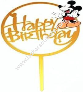 Baker's Cutlery® Mirror Acrylic Happy Birthday Cake Topper Mickey Mouse