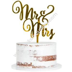 Baker's Cutlery® Mirror Shimmer Shining  Acrylic Cake Topper Mr And Mrs