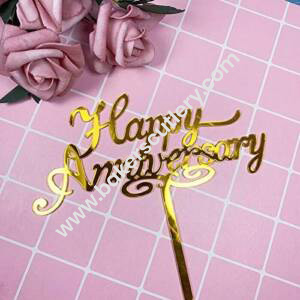 Baker's Cutlery® Mirror Finishing Acrylic Cake Topper Happy Anniversary