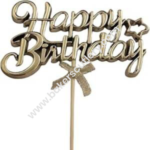Baker's Cutlery® Mirror Shimmer Shining  Acrylic Cake Topper Happy Birthday