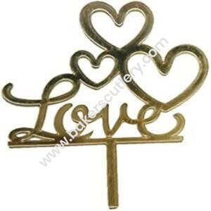 Baker's Cutlery® Mirror Shimmer Shining  Acrylic Cake Topper Love Heart