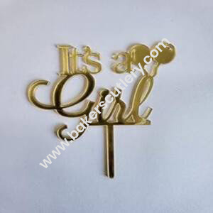 Baker's Cutlery® Mirror Shimmer Shining  Acrylic Cake Topper It?S A Girl