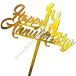 Baker's Cutlery® Happy Anniversary Cake Topper Couple Golden