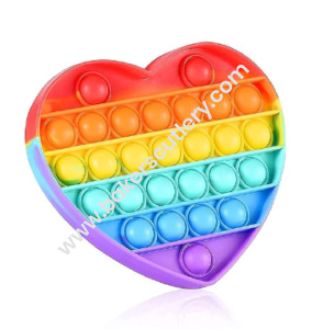 Baker's Cutlery® Pop It Fidget Toy, Stress Relief And Anti-Anxiety Sensory Bubble (Heart-Rainbow)