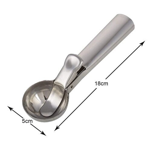 Baker’s Cutlery® Stainless Steel Easy Trigger Ice Cream Scoop Scooper Serving Spoon Big Size, Multifunctional, Silver, 1 pc