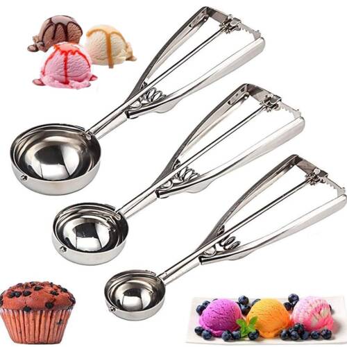Baker’s Cutlery®  Ice Cream Scoop Cookie Dough Scooper with Trigger Release for Water Melon, Frozen Yogurt Sorbet ( set of 3 )