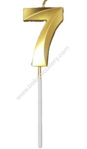 Baker’s Cutlery® Quality Gold Number Candles, Birthday Cake Candles, 5.3 inches Gold Number Cupcake Candle 7