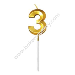 Baker’s Cutlery® Quality Gold Number Candles, Birthday Cake Candles, 5.3 inches Gold Number Cupcake Candle 3