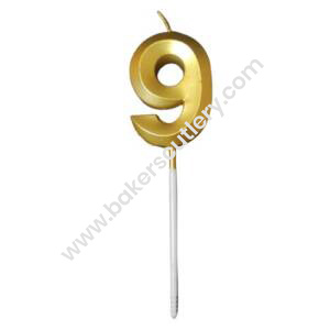 Baker’s Cutlery® Quality Gold Number Candles, Birthday Cake Candles, 5.3 inches Gold Number Cupcake Candle 9