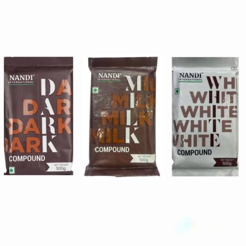 Baker’s Cutlery® Nandi international dark , milk , white compound chocolate 500 g ( Pack of 3 )